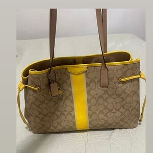 Coach Beige and Yellow Signature Tote